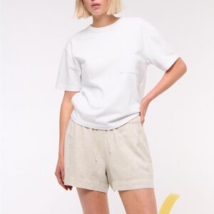 Abercrombie Oatmeal Linen Shorts - XS